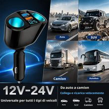 Carica l'immagine nel visualizzatore di Gallery, Doppio Accendisigari, 12 V-24 V/120 W, QC3.0/PD/2.4A