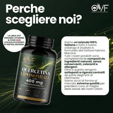 Carica l'immagine nel visualizzatore di Gallery, OVF Quercetina Liposomiale Pura 400 mg, 90 Capsule Vegetali ad Alta Biodisponibilità (Scorta 3 Mesi) Integratore di Quer