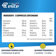Carica l'immagine nel visualizzatore di Gallery, Italian Elite® Flex Articolazioni, Ossa e Cartilagini. Integratore con Glucosamina, Condroitina, MSM, Collagene, Acido I