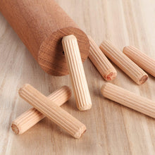 Carica l'immagine nel visualizzatore di Gallery, 400 Pezzi Tasselli in Legno Scanalati , Spine e Perni in Legno Duro 10x40mm, Tasselli per Mobili, Assemblaggio, Riparazi