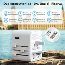 Carica l'immagine nel visualizzatore di Gallery, Adattatore Universale da Viaggio, Presa Universale da Viaggio con 2 USB A 2 Type-C,Adattatore Spina Internazionale per A