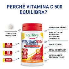 Carica l'immagine nel visualizzatore di Gallery, equilibra Integratori Alimentari, Vitamina C 500 mg, Integratore per la Normale Funzione del Sistema Immunitario, Riduce
