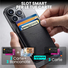 Carica l'immagine nel visualizzatore di Gallery, TECHMADE Portacarte MagSafe Compatibile per iPhone, Anello Adattatore Incluso - Spazio per 3 Carte o Contanti, Sistema d