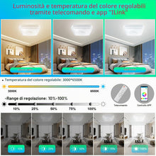 Carica l'immagine nel visualizzatore di Gallery, RGB Plafoniera LED Soffitto con Telecomando e APP, 30W Lampada da Soffitto con Altoparlante Bluetooth Tondo Lampadario R