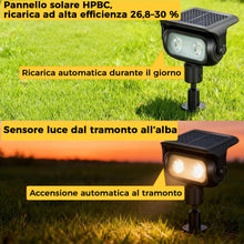 Carica l'immagine nel visualizzatore di Gallery, Faretti Solari LED da Giardino, 2 Pezzi, 200 lm, 3000K Luce Calda