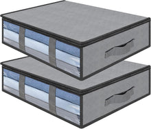 Carica l'immagine nel visualizzatore di Gallery, AiQInu Contenitori Sottoletto,2 Pezzi Organizer Sotto letto Con Finestra di Osservazione e Maniglia,Salvaspazio Pieghevole Organizzatore Armadio per Abbigliamento Coperte Piumoni