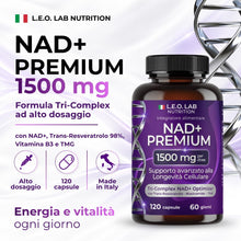 Carica l'immagine nel visualizzatore di Gallery, NAD+ Premium 1500mg pr Dose, 120 Capsule, Alto Dosaggio, Made in Italy