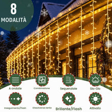 Carica l'immagine nel visualizzatore di Gallery, Hoteril 10M Tenda Luminosa Natale, LED Cascata Luci Esterna Interno