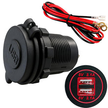 Carica l'immagine nel visualizzatore di Gallery, Presa USB per Auto, Dujelixa Dual 5V/2.1A USB rosso Impermeabile 12v Presa, Caricabatteria per auto con fusibile da 60 c