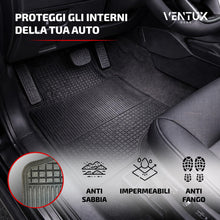 Carica l'immagine nel visualizzatore di Gallery, Tappetini Auto Universali in Gomma GripFeel – Set 4 Pezzi – Antiscivolo, Lavabili, Sagomabili – Nero – Anteriori 61x45 c