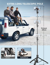 Carica l'immagine nel visualizzatore di Gallery, 180cm Bastone Selfie Treppiede per Telefono, Treppiede Smartphone Selfie Stick Stabile con Telecomando Estensibile Trepp