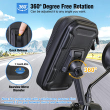 Carica l'immagine nel visualizzatore di Gallery, Porta Cellulare Moto Impermeabile, Porta Telefono Motocicletta con 360 Gradi Rotabile Supporto Cellulare Scooter Specchi