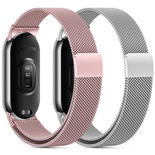 Carica l'immagine nel visualizzatore di Gallery, 2 Pezzi Metallo Cinturini Compatibile con xiaomi mi band 8/xiaomi smart band 10/9 Cinturino Donna,Cinturino Maglia Regol