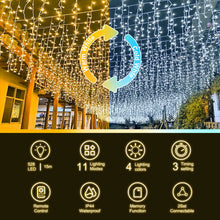 Carica l'immagine nel visualizzatore di Gallery, Catena luminosa per esterni, 528 LED 15m 11 Modi, per interni, IP44 per giardino, Decorazione Natale, Balcone Terrazza F