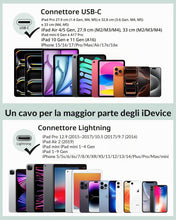 Carica l'immagine nel visualizzatore di Gallery, Cavo 2-in-1 USB C/Lightning 2M + Caricatore 20W per Tutti gli iPad e iPhone