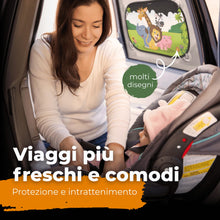Carica l'immagine nel visualizzatore di Gallery, Tendine parasole bambini Buio Ottimale con protezione UV certificata - accessori auto, 2 pezzi 51x31cm, protezione solar