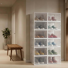 Carica l'immagine nel visualizzatore di Gallery, Relaxdays Set 6 Scatole di Plastica per Scarpe fino al N. 48, Scarpiera con Box Impilabili, Shoe Organizer, Trasparenti