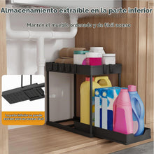 Carica l'immagine nel visualizzatore di Gallery, Meltrck 2 Pezzi Organizer Sottolavello Cucina 2 Livelli, Scaffale Estraibile per Lavello, Portaoggetti Sottolavello con 