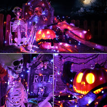 Carica l'immagine nel visualizzatore di Gallery, Halloween Luci Stringa Arancia Viola, BrizLabs 2 Pezzi 14M 120 LED Catena Luminosa Solare Esterno Impermeabile 8 Modalit