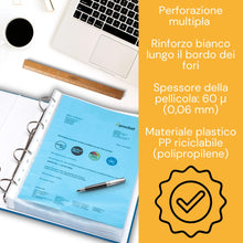 Carica l'immagine nel visualizzatore di Gallery, perfect line 200 Buste trasparenti anelli a4 perforate DIN-A4, bustine trasparenti, zigrinata, prive di acidi e valide p