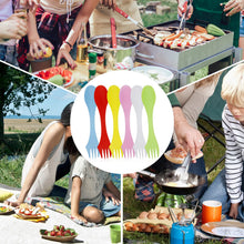 Carica l'immagine nel visualizzatore di Gallery, 6 Pezzi Spork in plastica, Spork da campeggio portatile e riutilizzabile Posate da campeggio in plastica tutto in legger