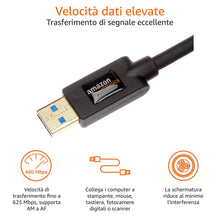 Carica l'immagine nel visualizzatore di Gallery, Amazon Basics Cavo prolunga USB-A 3.0 maschio A-femmina A (3 m) per Personal computer, Nero