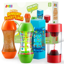 Carica l'immagine nel visualizzatore di Gallery, JOYIN Tubi Sensoriali Fidget, Set da 4 Pezzi, Giocattoli Sensoriali con Movimento Liquido, Gocce Rosa, Vulcano Rosso, Sa