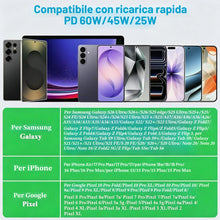 Carica l'immagine nel visualizzatore di Gallery, 60W Caricabatterie rapido USB C per Samsung Galaxy S26 Ultra,Caricatore Adattatore PD3.0 con Cavo USB C 2m Samsung S25 S