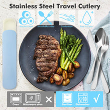 Carica l'immagine nel visualizzatore di Gallery, 4 in 1 Posate da Viaggio, Blu Posate da Campeggio Kit con Custodia