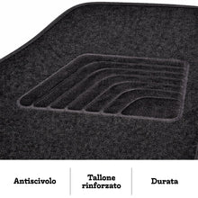 Carica l'immagine nel visualizzatore di Gallery, Tappetini auto universali, confezione da 4 pezzi (2 anteriori + 2 posteriori), tappetini auto in moquette, tappetino ant