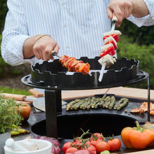 Carica l'immagine nel visualizzatore di Gallery, Barbecook Spiedini da barbecue riutilizzabili, set di 3 XL spiedini, accessori per barbecue in acciaio inox e legno, 65c