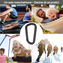 Carica l'immagine nel visualizzatore di Gallery, Moschettone Nero Inox M8 8 cm (Set da 2) – Qualità Professionale – Moschettone Robusto 250 kg per Portachiavi, Guinzagli
