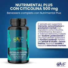 Carica l'immagine nel visualizzatore di Gallery, OVF Nutrimental Plus 500mg di Citicolina 60 cps, Integratore Studio Memoria e Concentrazione, contro la Stanchezza Menta