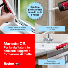 Carica l'immagine nel visualizzatore di Gallery, Fischer Silicone Acetico Multiuso Bianco SAM 280 ml, Sigillante Antimuffa per Vetro, Alluminio, Smalto, Ceramica, Adatto