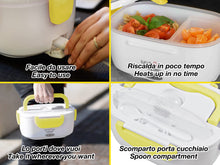 Carica l'immagine nel visualizzatore di Gallery, BEPER 90.920G Lunch &amp; Go Scaldavivande Elettrico Portatile con 2 Contenitori Removibili e Posate Incluse, 220V, Giallo