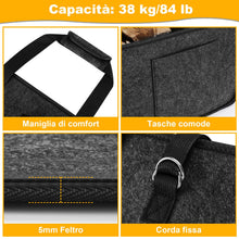 Carica l'immagine nel visualizzatore di Gallery, 5MM XL Cesta per legna da interno di feltro, Legnaia da esterno, Nero