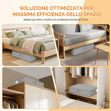 Carica l'immagine nel visualizzatore di Gallery, Romon Scatole per Armadio, 2 Pezzi Contenitori Sottoletto con Cerniera Bidirezionale, Organizzatore per Letto con Coperchio, 50l (76x40x17cm), Piegabile, Per Abiti E Biancheria, Grigio
