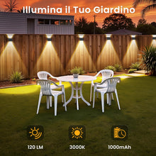 Carica l'immagine nel visualizzatore di Gallery, Lampada Solare da Esterno Up &amp; Down Set da 6 Luci Solari da Esterno Bianco Caldo 3000K Faretti Solari a LED da Esterno 1