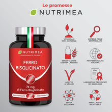 Carica l'immagine nel visualizzatore di Gallery, Ferro Bisglicinato 14 mg con Vitamina C 80 mg | 90 Capsule | Nutrimea