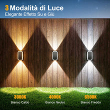 Carica l'immagine nel visualizzatore di Gallery, Lampada Solare da Esterno Alto e Basso, Applique Solare 3 Modalità IP65 Impermeabile, Faretti Lampade Luci Solari da Est