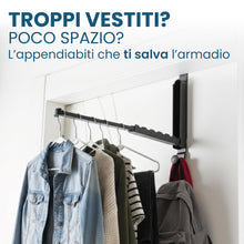 Carica l'immagine nel visualizzatore di Gallery, Generico Appendiabiti da Porta Estensibile Senza Forare Salvaspazio Compatibile Porte fino a 4,5 cm - Nero