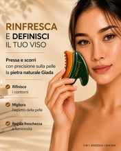 Carica l'immagine nel visualizzatore di Gallery, Spazzola Coreana Linfatica Viso 2 in 1 con Manico Gua Sha in Giada Naturale