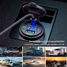 Carica l'immagine nel visualizzatore di Gallery, GemCoo QC3.0 USB Presa e Tipo C PD per Auto, 12V/24V QC 3.0 Dual USB Porta Carica Rapida con Voltmetro LED Indicazione p