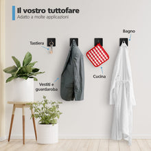 Carica l'immagine nel visualizzatore di Gallery, 4 x Ganci da parete senza forare Nero, fino a 8 kg
