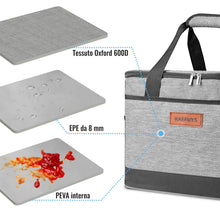 Carica l'immagine nel visualizzatore di Gallery, Borsa Termica 33L con Tracolla,Mantieniti Caldo e Freddo,Impermeabile,Grigo