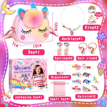 Carica l'immagine nel visualizzatore di Gallery, ZLPBAO 20pc Unicorno Bambina Regalo, Regalo Bambina 3 4 5 6 Anni Unicorno Regalo Borsetta Set per Capelli Mollette Ragazze Arcobaleno Collana Bracciale Anello Orecchino Travestimenti e Giochi di Ruolo