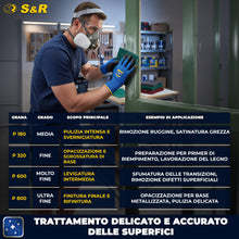 Carica l'immagine nel visualizzatore di Gallery, S&amp;R 12 Spugne Abrasive Grandi per Metallo Legno Acciaio inox per Cucina o Fai-da-te. Carta Vetrata a Grana fine e grossa