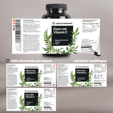 Carica l'immagine nel visualizzatore di Gallery, Integratore Ferro 20 mg (da bisglicinato ferroso) per capsula – con 42 mg di vitamina C naturale – vegano, insapore – 18