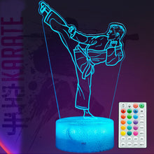 Carica l'immagine nel visualizzatore di Gallery, Luce notturna per karate, regali per karate, lampada a illusione 3D di Taekwondo con 16 colori cangianti, telecomando e 