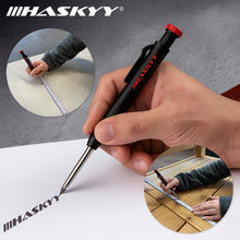 Carica l'immagine nel visualizzatore di Gallery, HASKYY Set di matite da falegname per segnare fori profondi, include mine e temperamatite, matita per legno, metallo, pi